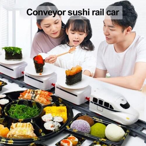 Delicate Sushi Toy Train Tracks Environmental Protection Bright Color Plastic Toddler Gift Sushi Train for Children