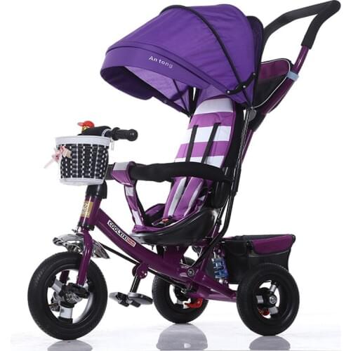 Baby Tricycle Stroller Portable Three Wheel Stroller Bike Rotating Seat Baby Car Convertible Handle Free-inflation Wheel Trike