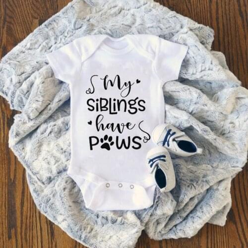 My Siblings Have Pows Pattern New Baby Clothes Girls Boys Jumpsuit Newborn Baby Bodysuit Letter Print Infant Kids Shower Clothes