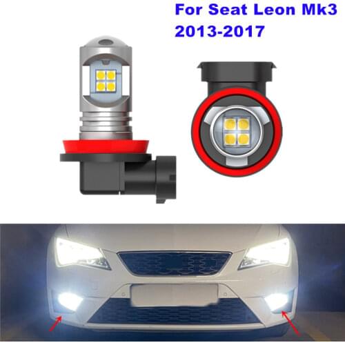 For Seat Leon 3 MK3 2013-2017 2x Canbus White LED Car Front Fog Lamp