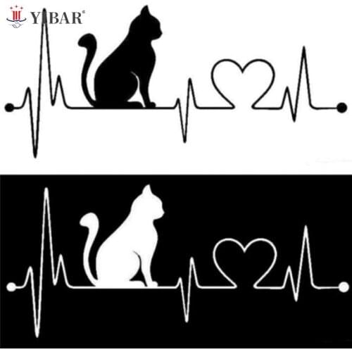 Pet Cat Heartbeat Car Sticker Styling For Motorcycles Trunk Bumper Window Cover Scratches Decal Auto Decoration