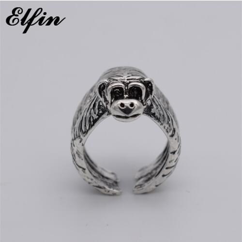 Elfin Vintage Adjustable Chimpanzee Ring Men Fashionable Cute Jewellery Gorilla Rings For Women Anillos Mujer Warcraft Overwatch