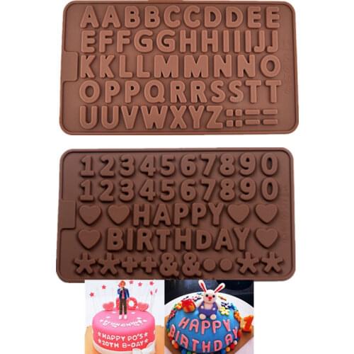 1pcs Chocolate Mold Letter Numeric Silicone Mould for Pastry Cake Candy Bar Ice Baking Form Cupcake Sweat Decoration Baking Tool