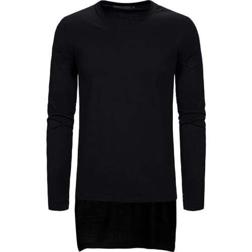 Fashion Hip Hop Streetwear T Shirt Men 2020 Brand Extra Long High Street Tshirt Men Slim Fit Long Sleeve Camisetas Hombre xxl