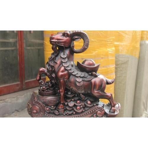 Classic Bronze Copper China Feng Shui Money Wealth Zodiac ram goat sheep Statue