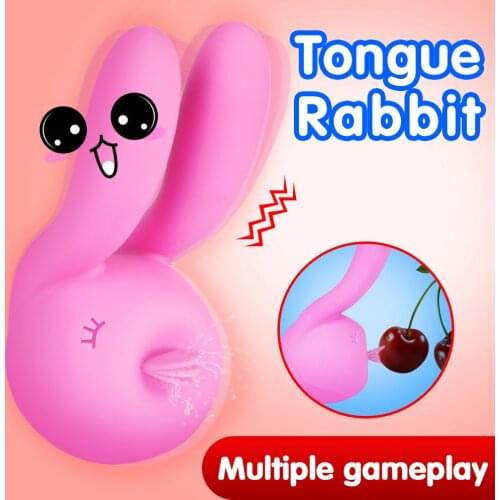 Tongue Licking Vibrator For Women Vagina Cute Rabbit Shape Breast Clitoris Stimulation Women Masturbation Female Nipper Massager