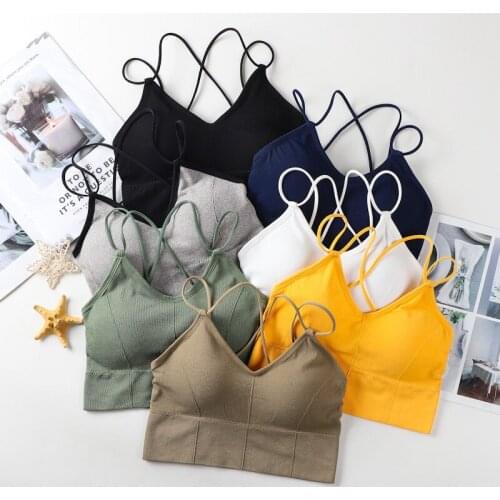 Women Tank Crop Top Female Crop Tops Sexy Lingerie Seamless Underwear Removable Padded Camisole Femme Fashion Intimates