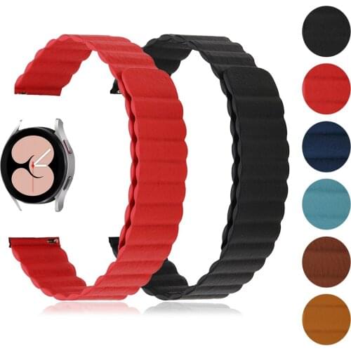 Magnetic Leather Band for Samsung Galaxy Watch 4 Classic 46/42mm Galaxy Watch4 44mm 40mm Watchband Bracelet 20 22mm Wrist Strap