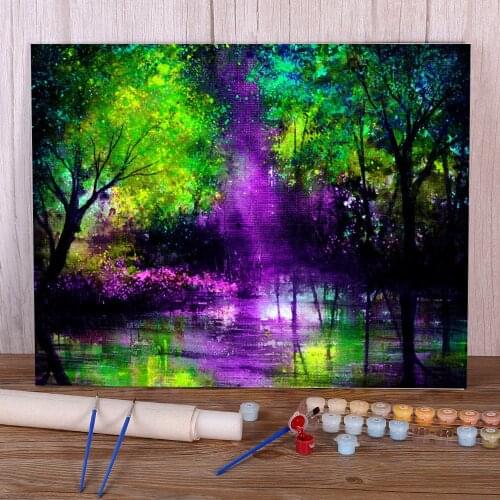 Natural Scenery Lucid DIY Paint By Numbers Kit Acrylic Paints 50*70 Canvas Pictures New Design Kids Wholesale Handiwork