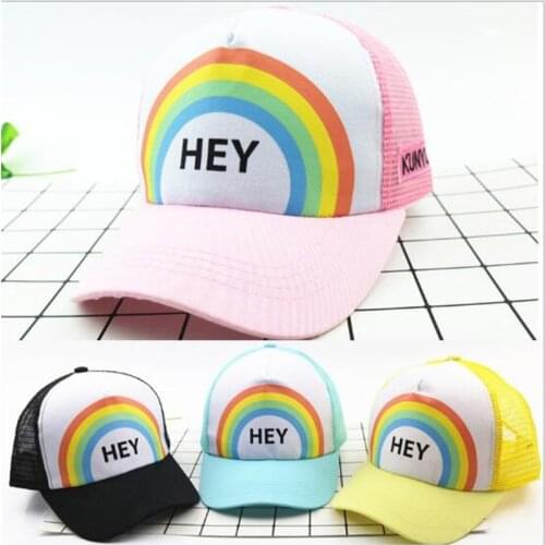 New Rainbow Baby Mesh Cap Boys Girls Adjustable Baseball Cap Kids Sun Hat
