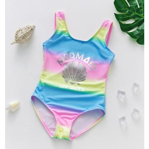 New 2021 Girls Swimsuit 2~11Year Toddler Baby Girls Swimwear Rainbow Children Swimwear one piece Kids Beach wear Bathing suit