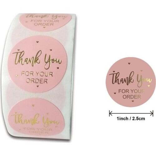 New 500pcs Round Pink thank you for your order stickers For Shopping Small Shop Local Handmade baking gift decor labels sticker