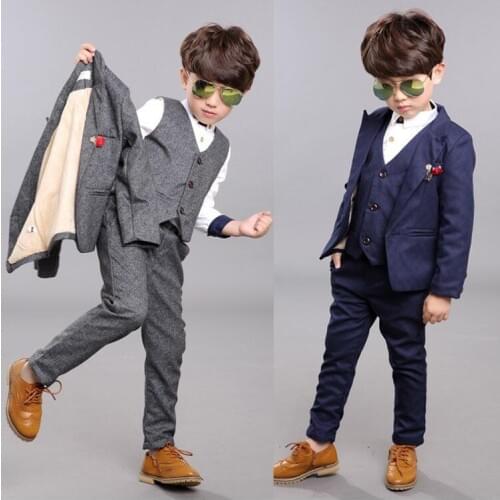 New arrival fashion boys kids 3PCS blazers boy suit for weddings prom formal spring autumn gray/blue dress wedding boy suits