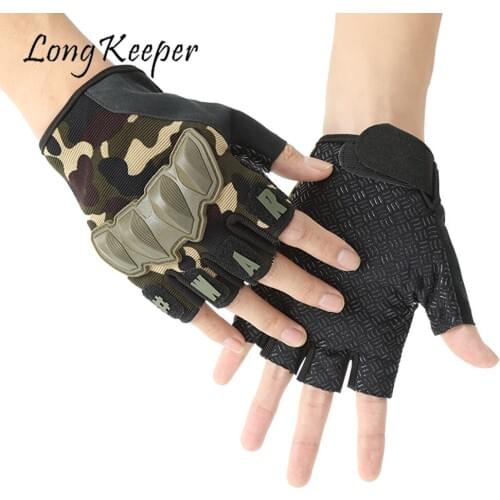 Longkeeper Fingerless Tactical Gloves Men Military Army Shooting Hunting Anti-slip Sports Hard Knuckle Half Finger Gloves