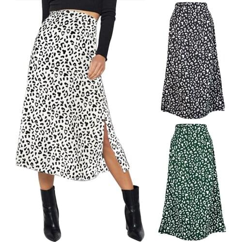 Sexy Leopard Print Split Skirt Casual Fashion Long Skirt Spring and Summer Zipper Elegant WomenS Skirt