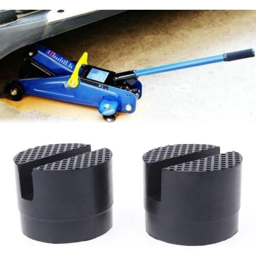 2 Pcs Black 50x37mm Car Auto Slotted Frame Rail Hydraulic Floor Jack Rubber Pad