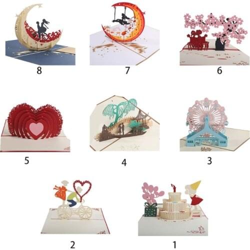 3D Greeting Card Romantic Pop-up Card for Couples Birthday Valentine Day Gifts R7RC