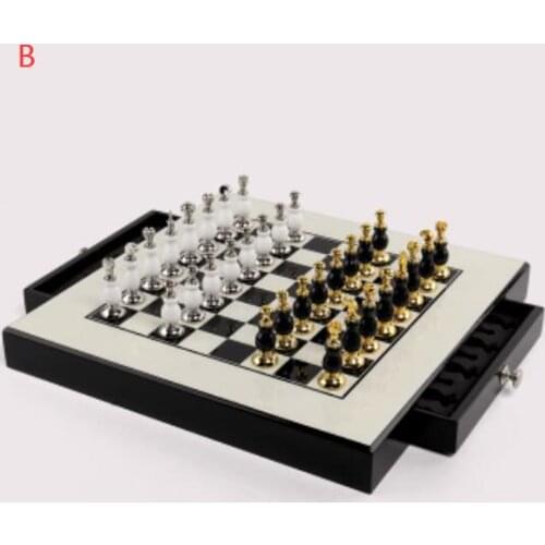 Chess board soft decorative zinc alloy chess pieces living room crafts ornaments