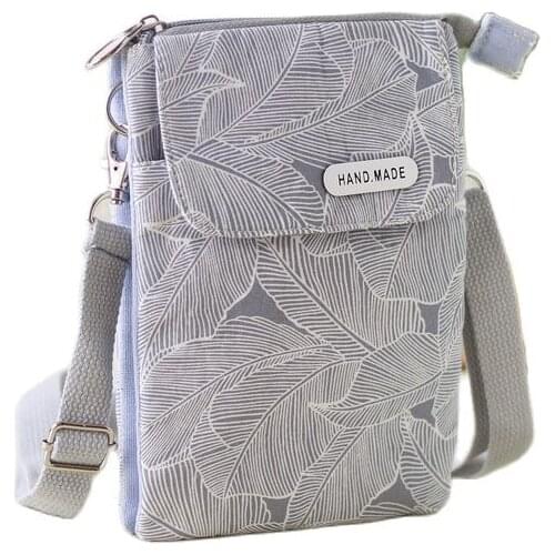 Canvas Leaves Printing Women Mini Handbag Ladies Small Shoulder Crossbody Phone Bag Female Money Pouch Bolsa Feminina for Girls