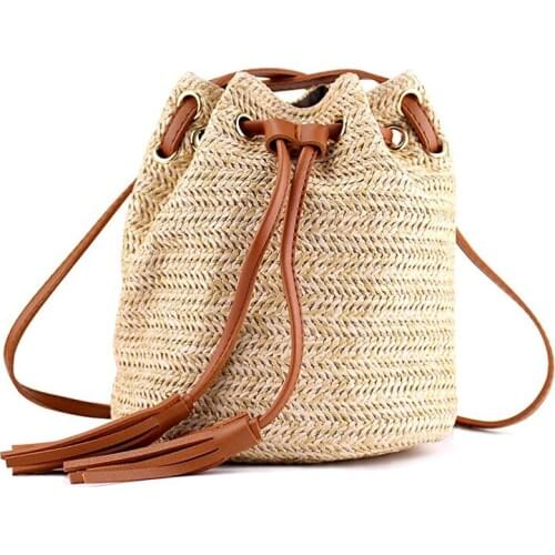 Shoulder Bag Ladies Fabric Summer Beach Bags With Tassels Weaving Crossbody Bag Women Weaving Money Bank Knitted Beach Handbag