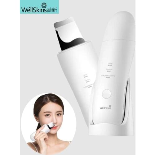 Youpin Wellskins Ultrasonic Facial Skin Scrubber Deep Face Cleaning Blackhead Remove Rechargeable Cleaning Beauty Instrument