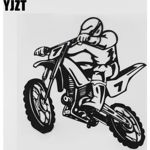 YJZT 19.5CMX21.2CM Cool Dirt Bike Stunt Motocross Vinyl Car Sticker Black/Silver 8A-0908