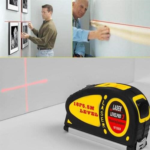 5.5M high-precision multi-function crosshair line projector small portable laser level meter telescopic tape measure