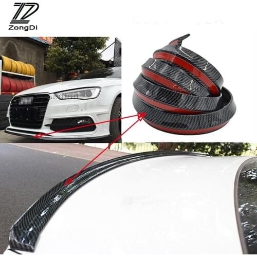 ZD Car Carbon Fiber Bumper Lip Tail Protection Spoilers For Renault Megane 2 3 Duster VW Touran Passat B6 Golf 7 T5 T4 Fiat 500