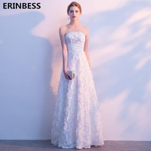 Vestidos De Festa White Evening Dress Elegant Robe De Soiree Strapless A-line Evening Dresses Long Dress Party Gowns 2019