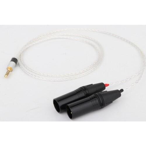 1PCS HIFI 8 Cores OCC Silver Plated 4.4mm Balanced to Dual 2x 3pin XLR Balanced Male Audio Adapter Cable