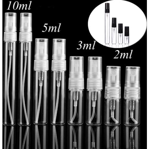 10 Pcs/lot 2ML /3ML /5ML/ 10ML Black Clear Mini Perfume Glass Bottle Empty Cosmetics Bottle Sample Test Tube Thin Glass Vials