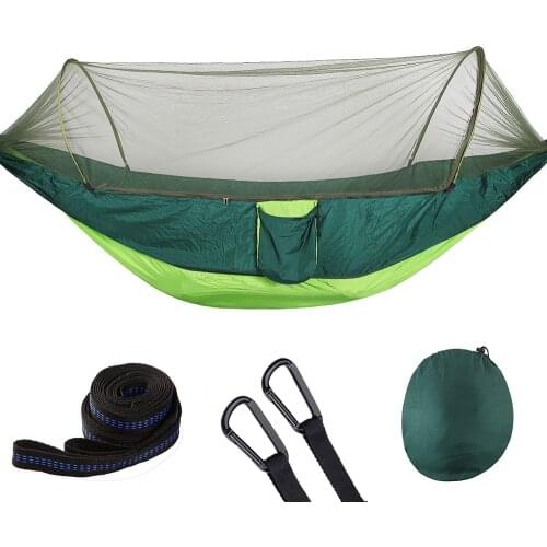 2021 Camping Hammock with Mosquito Net Pop-Up Portable Outdoor Parachute Hammocks Swing Sleeping Hammock Camping Stuff Dropship