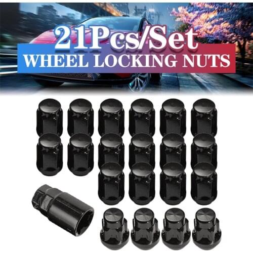 21Pcs/Set M12x1.5mm Car Wheel Locking Nuts Blots Locker With Key For Ford for Focus for C-Max 2007 - 2010 Black Alloy