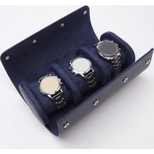 3 Slots PU Leather Watch Box Case Organizer Chic Portable Vintage Watch Roll Detachable Display Leather Travel Wristwatch Pouch