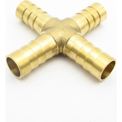 4/6/8/10/12/14/16/19mm Hose Barb Brass Cross 4 Way Barbed Pipe Fitting Connector Adapter