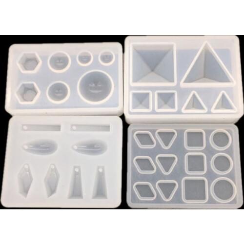 4 Pcs/set UV Silicone Crystal Epoxy Mold with Hole Pendant Small Pyramid Geometry Molds DIY Jewelry Making Mold