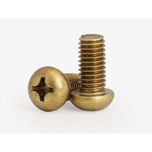 5pcs M10*20mm brass screws Phillips bolts round head screw pan cross socket bolt H65 machine thread nails GB818-76