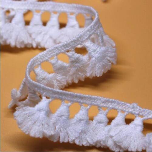60Yards White Tassel Lace Fringe Trims Ribbon DIY Handmade Sewing Curtains Hats Accessories High Quality African Guipure Lace
