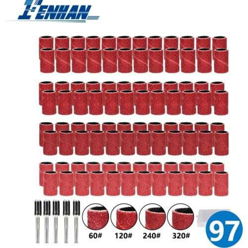 97pcs Sanding Bands Sander Drum Mandrels for Rotary Tool Nail Drill Bits Wood Metal Engraving Abrasive Tools Electric Drill Bit