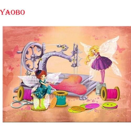 New Diy Diamond Painting Fairy and sewing machine Cross Stitch Full Mosaic Diamond Embroidery square/round 5D Handmade gift