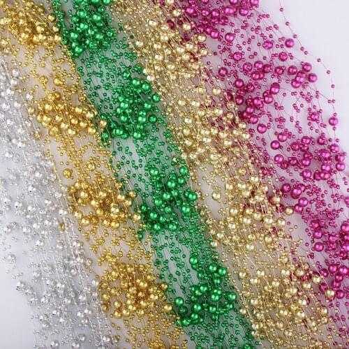 5 Meters 4pcs/lot Line Artificial ABS Pearl Beads Chain For Garland Wedding Party Decor Hair Accessories Gold or Silver