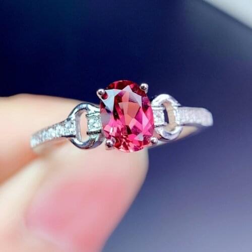 CoLife Jewelry 925 Silver Garnet Ring for Office Woman 5mm*7mm Natural Garnet Silver Ring Fashion Garnet Jewelry Gift for Girl