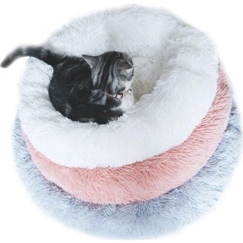 Long Plush Cat Bed Super Soft Fluffy Comfortable Coussin Chat Pet Bed Kennel Puppy Cushion Mats Non-slip Kitten House Supplies