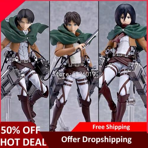 15cm Attack On Titan Anime Figure 203# Mikasa Action Figure 207# Eren Yeager Figure 213# Figurine Toys