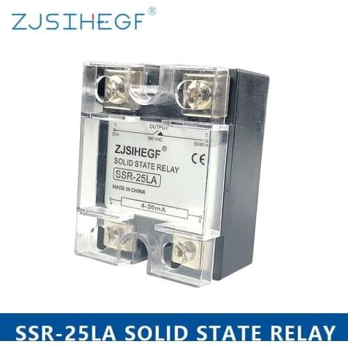 China Input DC 4-20mA Single Phase Solid State Relay SSR-10/25/40/60LA Voltage Type Regulator for Temperature Sensor