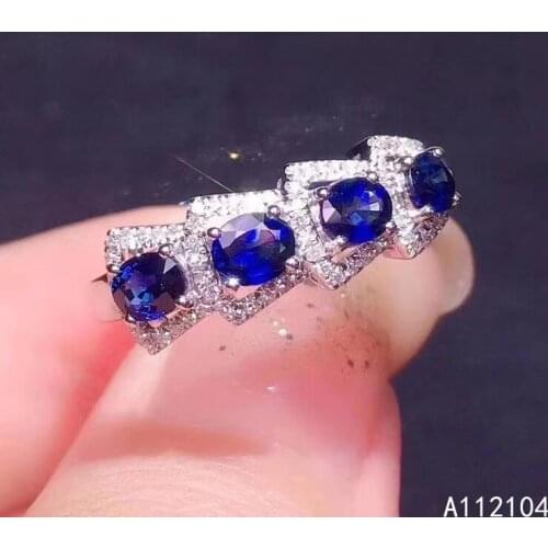 KJJEAXCMY fine jewelry 925 sterling silver inlaid natural sapphire women exquisite noble Chinese style gem Platoon ring support