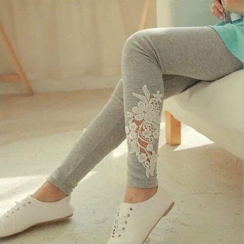 Shikoroleva Women Leggings Fashion Slim Hollow Lace Cuff Cotton Leggings 2020 New Girl Pencil Leggin plus size 7xl 6xl 5xl xs