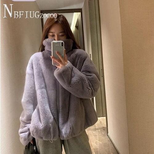 Fashion Faux Fur Women Coat Autumn Winter 2020 Faux Rabbit Fur Korean Loose Stand Collar Female Jacket