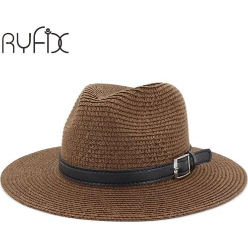 Mens beach sun hat with leather buckle and flat edge fashionable sun hat HA120