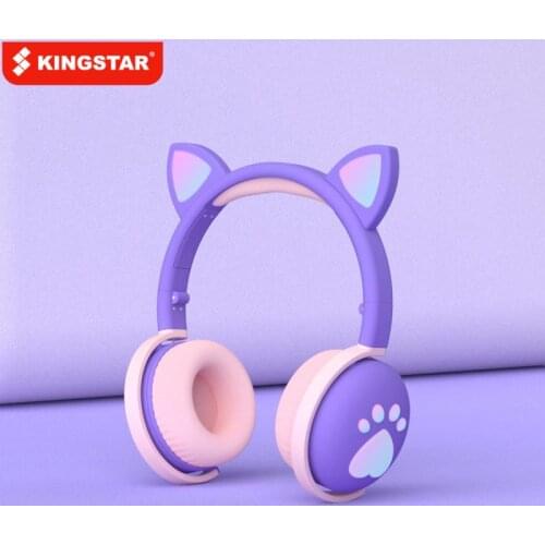 KINGSTAR Ear Paw Headset Glowing Kids Wireless Bluetooth-Compatible 5.0 Headphones Girls Gift Earphones with Mic Children Gifts